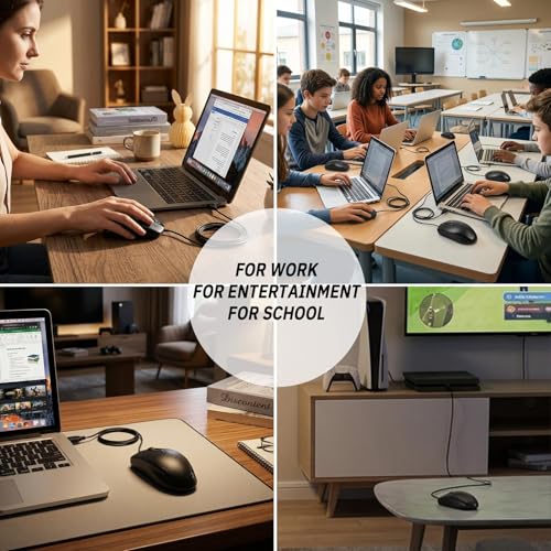 24 Pcs Black USB Wired Mouse 1200 DPI 3 Button Corded Computer Mice Right or Left Hand Use Computer Corded USB Mouse Bulk for PC Laptop Desktop Notebook Office School Classroom Use