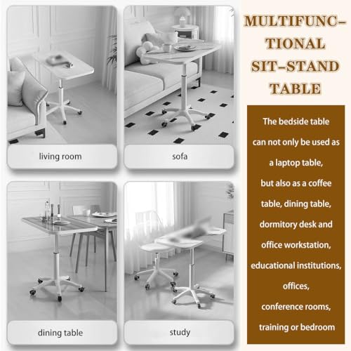 Height Adjustable Compact Laptop Desk, Pneumatic Sit Stand Table, Mobile Standing Desk with 5 Wheels, Portable Spacious Sofa Side Table, Easy to Install(B) - color: B