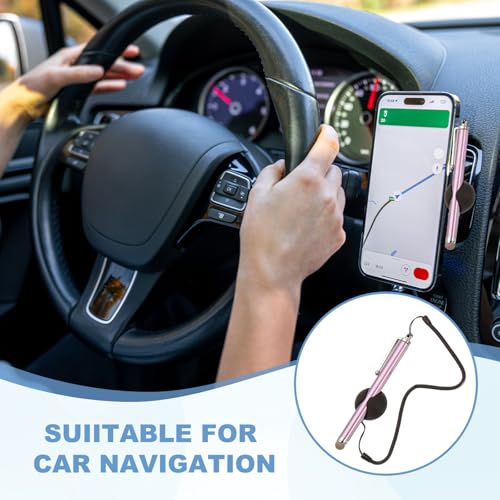 PATIKIL 2 Pcs Screen Capacitive Pen with Spring Rope Fixing Dock High Sensitivity for Mobile Phone Car Navigation GPS POS Tablet Laptop, Pink - color: Pink