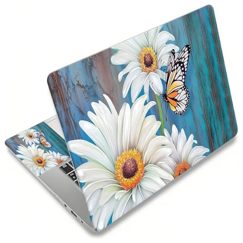 Laptop Skin Sticker Decal, Universal Reusable Vinyl Laptop Cover for 12" 13" 13.3" 14" 15" 15.4" 15.6" Notebook PC, Reusable Waterproof Scratch-Resistant with 2 Wrist Pads,Wood Chrysanthemum - color: Wood Chrysanthemum