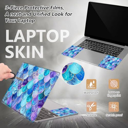 12.1”-15.6” Laptop Skin Sticker (Fits 13”, 13.3”, 14”, 15”, 15.4”) | Reusable Universal Protective Vinyl Art Decal Cover | Waterproof & Scratch-Resistant |Blue Iridescent Mermaid Scales - color: Blue iridescent Mermaid Scales