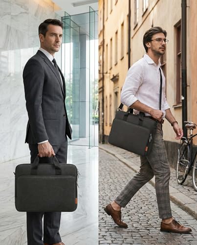 bagasin 15 15.6 16 inch Laptop Bag Carrying Case | Water-Repellent Fabric Computer PC Shoulder Briefcase, Lightweight Toploader, Business Casual or School - color: Black, size: 15.6-16