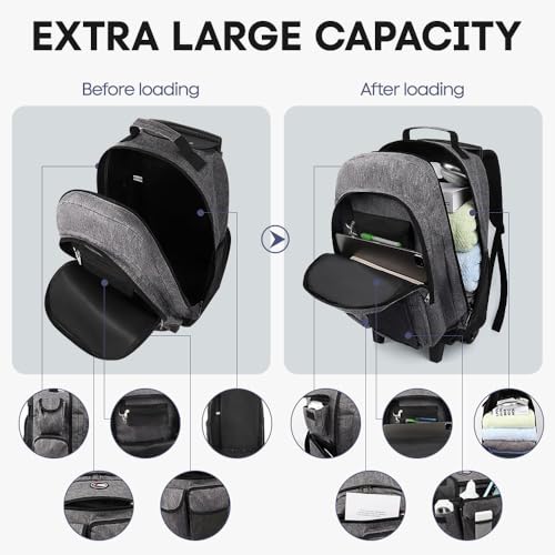 20" 2-in-1,Wheeled Travel Luggage Bag w/Telescopic Handle | Rolling Travel Luggage w/2 Wheels,Trolley Suitcase,Spacious Storage Design,2560-20''-Grey - color: JH-2560-Grey-20