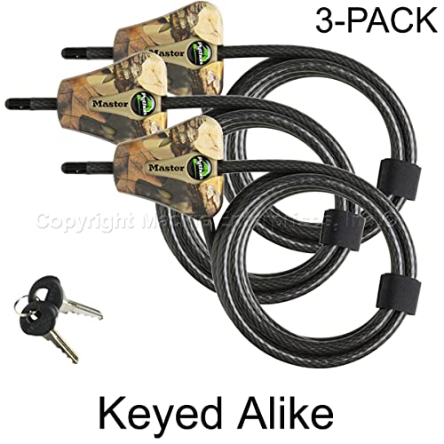 Master Lock - Keyed Alike Python Adjustable Camouflage Cable Locks w/6 Keys, 8418KA CAMO 3-Pack - size: 3 Pack