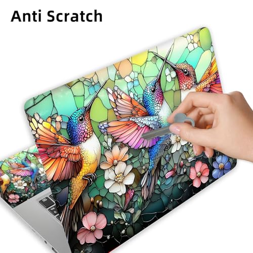 Aesthetic Laptop Skin Cover,12-15.6 Inch Universal Vinyl Sticker Decal,Waterproof Scratch-Resistant Notebook Wrap,Removable Residue-Free Protector,Hummingbird Floral Mosaic - color: Hummingbird Floral Mosaic