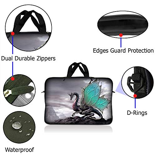LSS 10 10.2 inch Laptop Sleeve Bag Compatible with Acer, Asus, Dell, HP, Sony, MacBook and more | Carrying Case Pouch w/ Handle ,Flying Dragon - color: Flying Dragon, size: 8 in -10.2 in