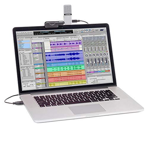 SAMSON Go Mic Portable Clip-on USB Condenser Microphone (Titanium)- USB 2.0 Hub with Individual LED lit Power Switches + Cleaning Cloth – Deluxe Bundle Great for Podcasting and Field Recording