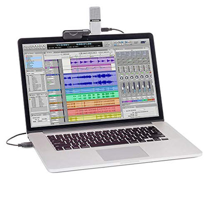 SAMSON Go Mic Portable Clip-on USB Condenser Microphone (Titanium)- USB 2.0 Hub with Individual LED lit Power Switches + Cleaning Cloth – Deluxe Bundle Great for Podcasting and Field Recording