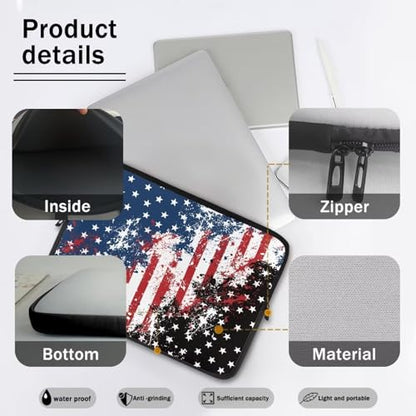 doginthehole American Flag Laptop Sleeve 13 Inch Neoprene Tablet Sleeve Bag Carrying Case Lightweight Notebook Computer Pocket Durable Protective Sleeve Pouch - color: American Flag, size: 13 inch