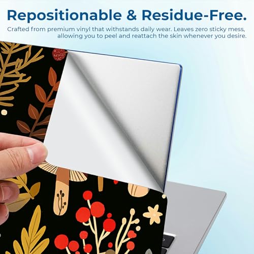 Reusable Universal Laptop Skin Sticker, Cut to Fit for 11.6–15.6 Inch Laptops, Waterproof Protective Film, No-Residue - Mushroom Garden - color: Mushroom Garden