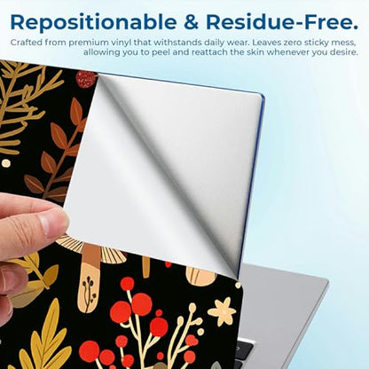 Reusable Universal Laptop Skin Sticker, Cut to Fit for 11.6–15.6 Inch Laptops, Waterproof Protective Film, No-Residue - Mushroom Garden - color: Mushroom Garden