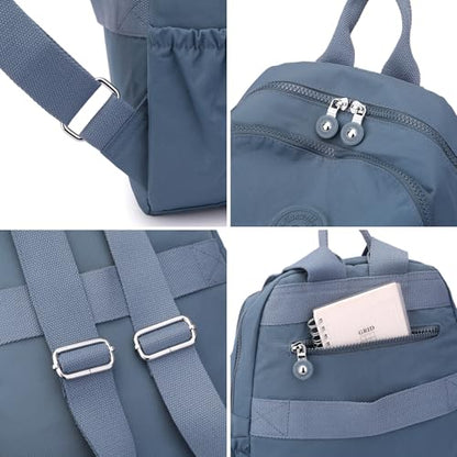 Tanweibago Mini Nylon Women Backpacks,11L Small Ladies backpacks Casual Lightweight Women Shopping Travel Daypack (Stone Blue) - color: Stone Blue