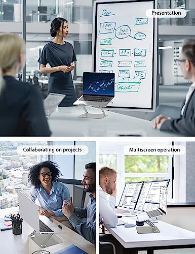 SOUNDANCE Laptop Stand for Desk, Portable Adjustable Laptop Riser, Ergonomic Design Computer Holder, Metal Laptop Mount Elevator Compatible with 10 to 15.6 Inches PC Computer, Light Grey - color: B-Light Grey