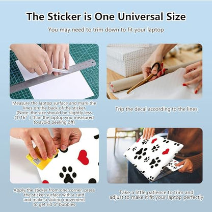 Universal Laptop Skin Sticker with 2 Wrist Pad Skins, Waterproof Scratch Resistant Vinyl Laptop Cover Decal, Cut to Fit for 11–15.6 Inch MacBook HP Dell Lenovo, Dog Paws Print - color: Dog Paws Print
