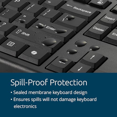 Kensington KB270 EQ Wireless Rechargeable Keyboard, Full-Size, Spill-Proof, 2.4GHz & Bluetooth 5.0 Connection, Compatible with Windows and MacOS (K75558NA) | Full-size, spill-proof, 2.4GHz and Bluetooth 5.0 connection, compatible with Windows and macOS -