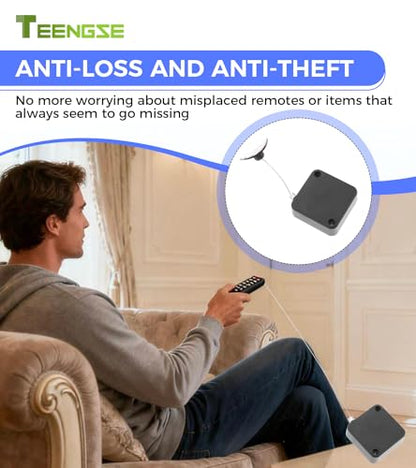 2 Pcs 6.5Ft Retractable Steel Cable Tether Lock, Anti-Theft and Anti-Loss Remote Control Wire Rope Safety Lock for TV Remotes, Game Controllers and Tablets, Perfect for Showrooms