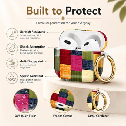 Compatible with AirPod 4 Case 2024, Cute Hard Plastic Protective Cover for Airpod 4th Generation Women, Shockproof Shell Skin with Gold Ring Keychain,Colorful Geometric - color: Colorful Geometric