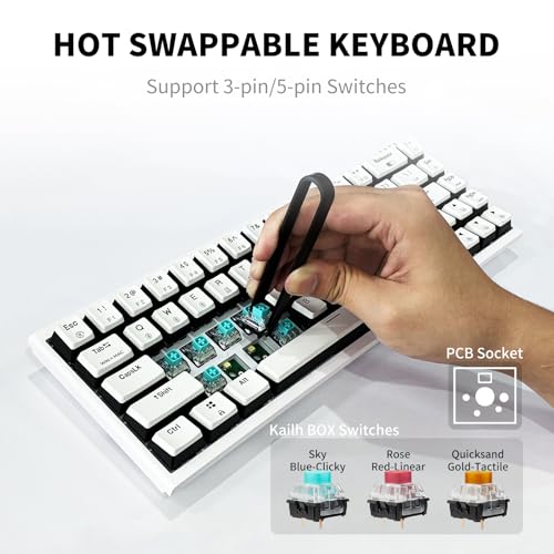 Hexgears X1 Pro Wireless Mechanica Keyboard, Tri-Mode Bluetooth/2.4G/USB-C, Hot-Swappable Linear Switch Gaming Keyboard, Mini Compact White Backlit Keyboards with Wrist Rest - White - color: Panda-X1 Pro, size: Linear