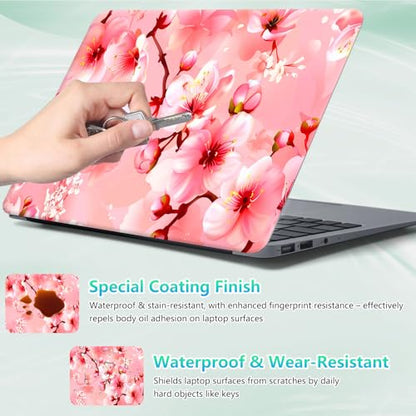Laptop Skin Sticker Decal 12"-15.6" Universal Laptop/Notebook/Netbook Vinyl - Waterproof Scratch Resistant,Fits HP Dell Lenovo MacBook,2 Free Wrist Pads,Easy Apply & Remove,Cherry Blossom Pink - color: Cherry Blossom Pink