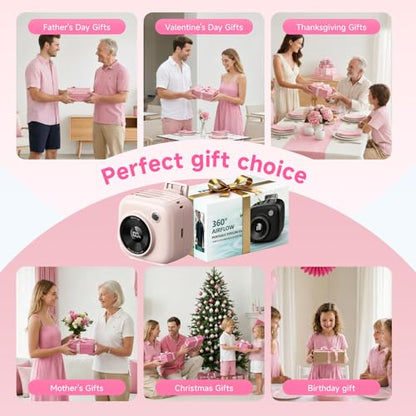Portable Waist Fan, Rechargeable Wearable Fan w/ LED Display, 3 Speeds, 3000mAh Battery, 10H Runtime, Mini Turbo Airflow, Clip on Belt/Shirt/Hat,Travel Essentials Gift for Women,Makeup,Concert -2 PACK - color: Pink-2 Pack