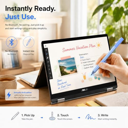 tesha Active Pen for ASUS ZenBook Vivobook, No Pairing, 2500Hr Battery | For ASUS ProArt ROG Flow ExpertBook, Palm Rejection, 1024 Pressure, Dual Buttons, Replaces SA201H SA203H for Students Doers - color: Blue
