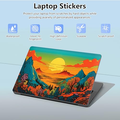 Universal Laptop Skin Sticker with 2 Wrist Pad Skins, Waterproof Scratch Resistant Vinyl Laptop Cover Decal, Cut to Fit for 11–15.6 Inch MacBook HP Dell Lenovo, Colorful Clouds Mountains - color: Colorful Clouds Mountains