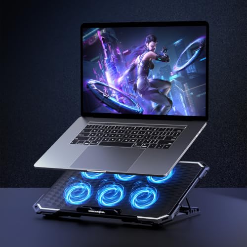 ICE COOREL Laptop Cooling Pad with 6 Cooling Fans, Cooling Pad for Laptop Fan 13-15.6 Inch, Laptop Cooler Stand with 6 Height Adjustable, Notebook Cooler Pad with Two USB Port - size: 6 Fans