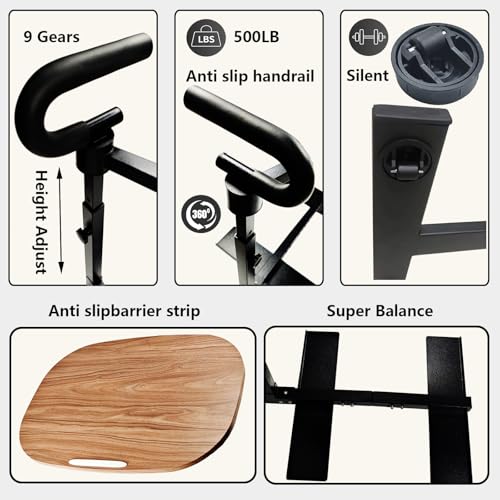 Auxiliary Standing Tray Table, Black Roller Sliding 360° Sofa Rotating and Height Adjustable Rotating TV and Laptop Table, Ergonomic Auxiliary Safety Standing Handle, aid Independent Living - color: Black, size: Armrest Bed 360° Table