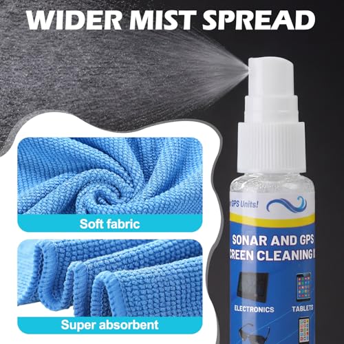3 Sets Sonar GPS Screen Cleaner Kit Ammonia Free LCD Screen Cleaner with Microfiber Cloth for Electronics Sunglasses Touchscreens Resolution Displays Cleaning Kit 1.5 oz