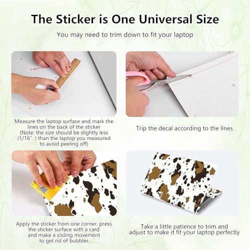 Laptop Skin Sticker Decal, Universal Reusable Vinyl Laptop Cover for 12" 13" 13.3" 14" 15" 15.4" 15.6" Notebook PC, Waterproof Scratch-Resistant with 2 Wrist Pads, Easy to Apply & Remove,Brown Cow - color: Brown Cow