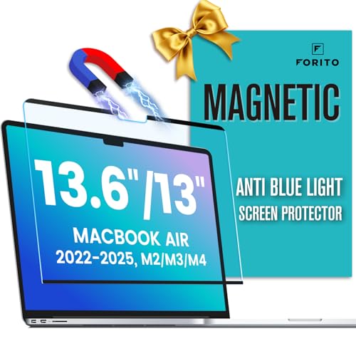 F FORITO Magnetic Anti Blue Light Screen Protector Compatible with MacBook Air 13.6 inch (2022-2025, M2, M3, M4), Bubble-Free Install, Removable & Reusable Anti Glare Matte Laptop Screen Shield - size: for MacBook Air 13.6" (2022-2025, M2,M3,M4)
