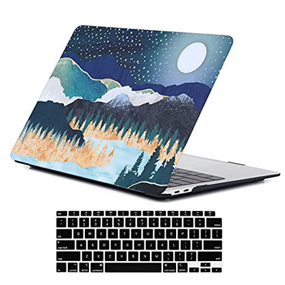 LanBaiLan Laptop Plastic Hard Shell Protective Case, Compatible for New MacBook Air 13 inch 2020 2019 2018 Release A2337 M1 A2179 A1932 Retina Display with Touch ID & Keyboard Cover, Art Scenery - color: Art scenery