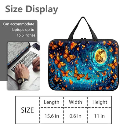 14" 15" Laptop Handle Bag Computer Bag,14.2" 15.4 inch Pouch Holder Notebook Sleeve Cover Compatible for Dell,Lenovo,Toshiba HP, Asus Notebook Messenger Briefcase-A Bunch of Butterflies Moon - color: A Bunch of Butterflies Moon