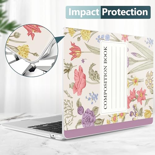 for MacBook Air 13 Inch (13.6 Inch) Case, M5/M4/M3/M2 Chip 2026 2025 2024 2023 2022, Hard Plastic Printed Cover with Screen Protector & Keyboard Cover & Dust Plugs, Purple CompositionBook - color: Purple Composition Book