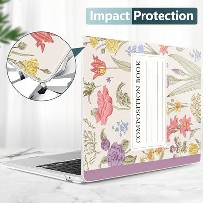for MacBook Air 13 Inch (13.6 Inch) Case, M5/M4/M3/M2 Chip 2026 2025 2024 2023 2022, Hard Plastic Printed Cover with Screen Protector & Keyboard Cover & Dust Plugs, Purple CompositionBook - color: Purple Composition Book