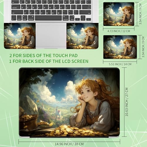 Laptop Skin Sticker Decal, Universal Protective Cover Fit 12 13 14 15.6 Inch Notebook, Reusable Water-Resistant Vinyl Decal w/ 2 Wrist Pads for Business Travel Office, Cloud Girl - color: Cloud Girl