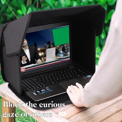 Portable Laptop Sun Shade Foldable Laptop Privacy Shield Blocks Sunlight Working Outside,Computer Anti Glare Shield Privacy Hood Case Fits 12-14in(Patent Pending) - size: 12-14 inch