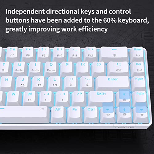 DIERYA T68SE 60% Gaming Mechanical Keyboard,Ultra Compact Mini 68 Key with Brown Switch Wired Keyboard,Anti-Ghosting Keys, for Windows Laptops and PC Gamers,White - color: White/Brown Switch, size: Wired