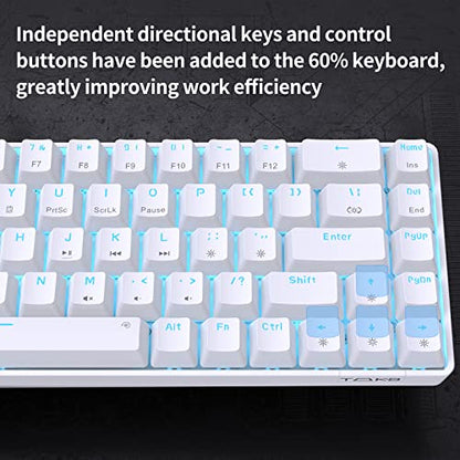 DIERYA T68SE 60% Gaming Mechanical Keyboard,Ultra Compact Mini 68 Key with Brown Switch Wired Keyboard,Anti-Ghosting Keys, for Windows Laptops and PC Gamers,White - color: White/Brown Switch, size: Wired