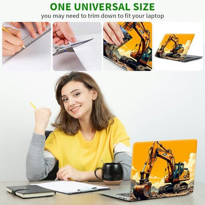 Laptop Skin Sticker Decal, Universal Protective Cover Fit 12 13 14 15.6 Inch Notebook, Reusable Water-Resistant Vinyl Decal w/ 2 Wrist Pads for Business Travel Office, Excavator Sunset - color: Excavator Sunset