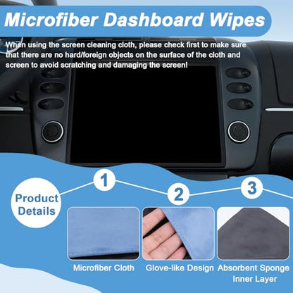 BFXM 2PCS Car Screen Cleaner, 4.1''×4.1'' Blue Microfiber Dashboard Wipes | Square Microfiber Cloth, Automotive Display Wipes,Vehicle Screen Cleaner Tool for Dashboard Display, Car Interior Tool - color: Blue& Grey