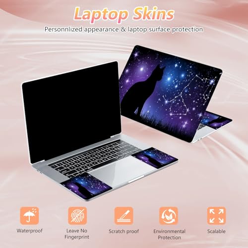 Laptop Skin Sticker Decal 12" 13" 13.3" 14" 15" 15.6",Waterproof Scratch Resistant Vinyl,Reusable Easy to Apply,for MacBook HP Dell Notebooks Netbooks Laptop,2 Wrist Pads,Cute Cat Glitter - color: Cute Cat Glitter