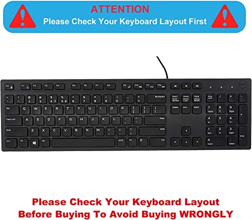 Keyboard Cover Skin for Dell KM636 KB216 KB216t KB216d KB216p Wired & Wireless Keyboard, Dell Optiplex 5250 3050 3240 5460 7450 7050, Dell Inspiron Desktop 24" 27" 5400 5490 7700 7790 3475 3670 3477 - color: Hot blue