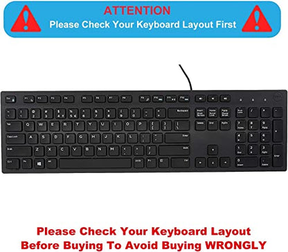 Keyboard Cover Skin for Dell KM636 KB216 KB216t KB216d KB216p Wired & Wireless Keyboard, Dell Optiplex 5250 3050 3240 5460 7450 7050, Dell Inspiron Desktop 24" 27" 5400 5490 7700 7790 3475 3670 3477 - color: Candy Black
