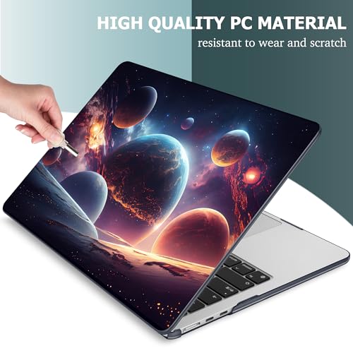 Mektron for 2026/2025/2024/2023 MacBook Air 15 INCH M5 A3448 /M4 A3241 /M3 A3114 /M2 A2941 Case, Printed Plastic Hard Shell Cover with 15.3" Liquid Retina Display Touch ID, Planets - color: Planets