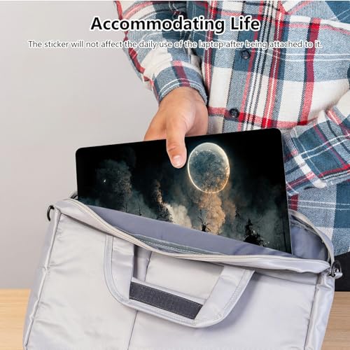 Universal Laptop Skin Sticker with 2 Wrist Pad Skins, Waterproof Scratch Resistant Vinyl Laptop Cover Decal, Cut to Fit for 11–15.6 Inch MacBook HP Dell Lenovo, Foggy Forest Moon - color: Foggy Forest Moon