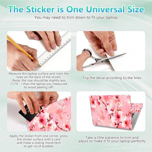 Laptop Skin Sticker Decal 12"-15.6" Universal Laptop/Notebook/Netbook Vinyl - Waterproof Scratch Resistant,Fits HP Dell Lenovo MacBook,2 Free Wrist Pads,Easy Apply & Remove,Cherry Blossom Pink - color: Cherry Blossom Pink