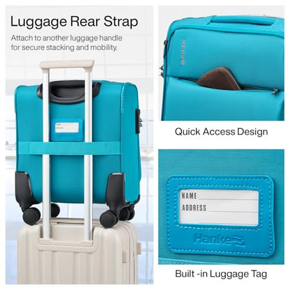 Hanke 16 Inch Underseat Carry On Luggage with Spinner Wheels for Airline, Small Softside TSA Approved Luggage Lightweight Rolling Suitcases Under Seat Travel Carry-On Bag(Caribbean Blue) - color: Caribbean Blue, size: 16 Inch Underseat