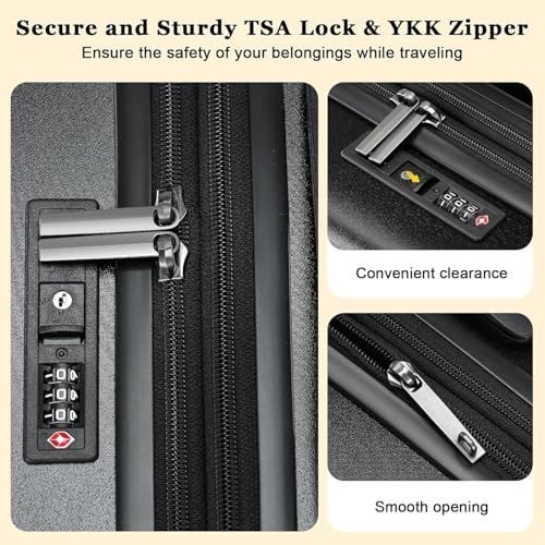 CENSIEN 16 Inch Underseat Carry On Luggage Airline Approved, Expandable Lightweight ABS+PC Hard Shell Suitcases with 360° Spinner Wheels, TSA Lock, YKK Zipper, for Business Weekender (Black, 1 PC) - color: Black, size: Underseat - 16 Inch - EXT