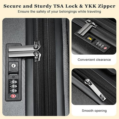 CENSIEN 16 Inch Underseat Carry On Luggage Airline Approved, Expandable Lightweight ABS+PC Hard Shell Suitcases with 360° Spinner Wheels, TSA Lock, YKK Zipper, for Business Weekender (Black, 1 PC) - color: Black, size: Underseat - 16 Inch - EXT